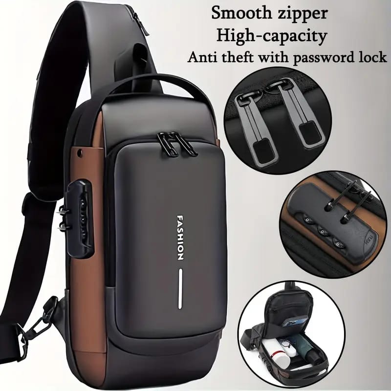 Anti-Theft Waterproof Sling Chest Bag with Password Lock