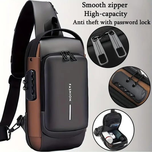 Anti-Theft Waterproof Sling Chest Bag with Password Lock